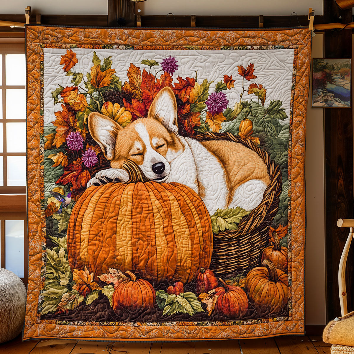Corgi Thanksgiving WY1911081CL Quilt