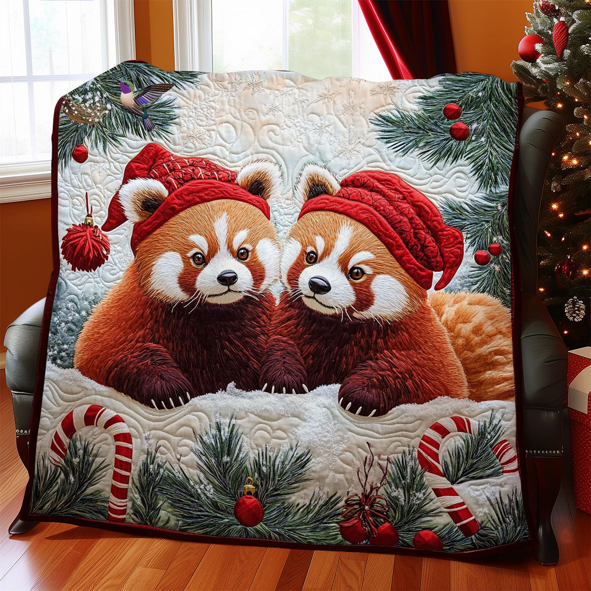 Santa Couple Red Panda WY0412029CL Quilt