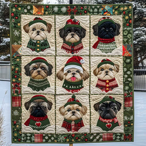 Shih Tzu Christmas WN1110034CL Quilt