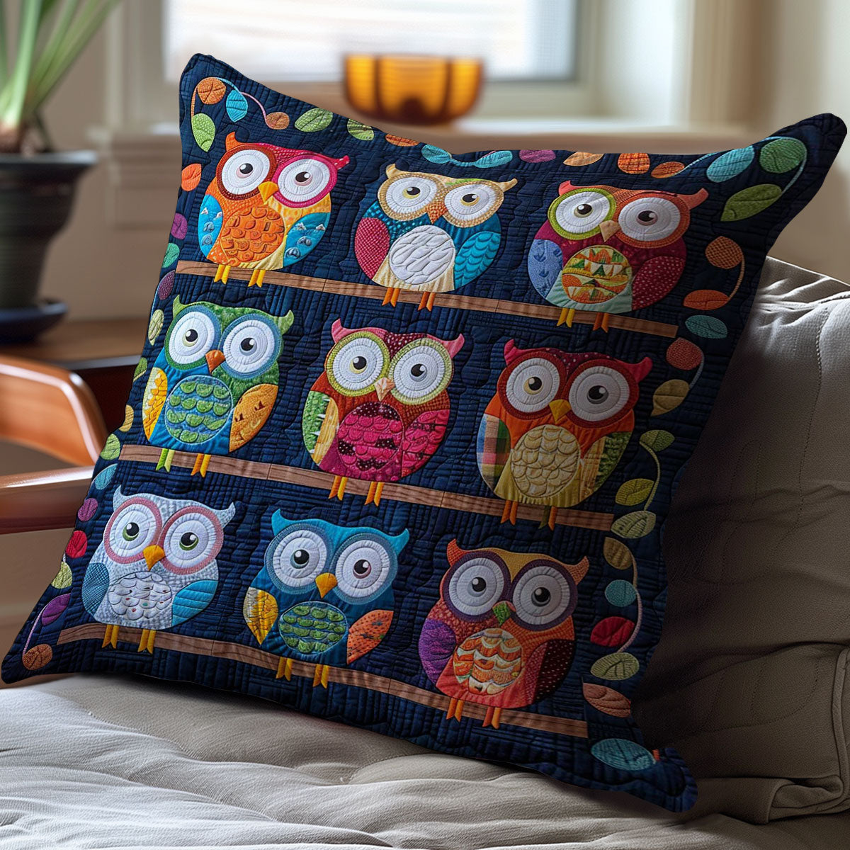 Colorful Owl WJ0410032CL Quilt Pillow Case