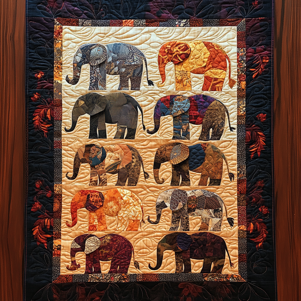 Elephant WY0901129CL Quilted Table Runner