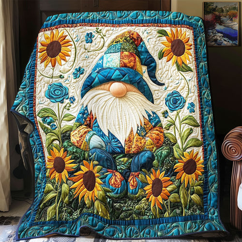 Gnome In Sunflower Garden WY0801025CL Quilt