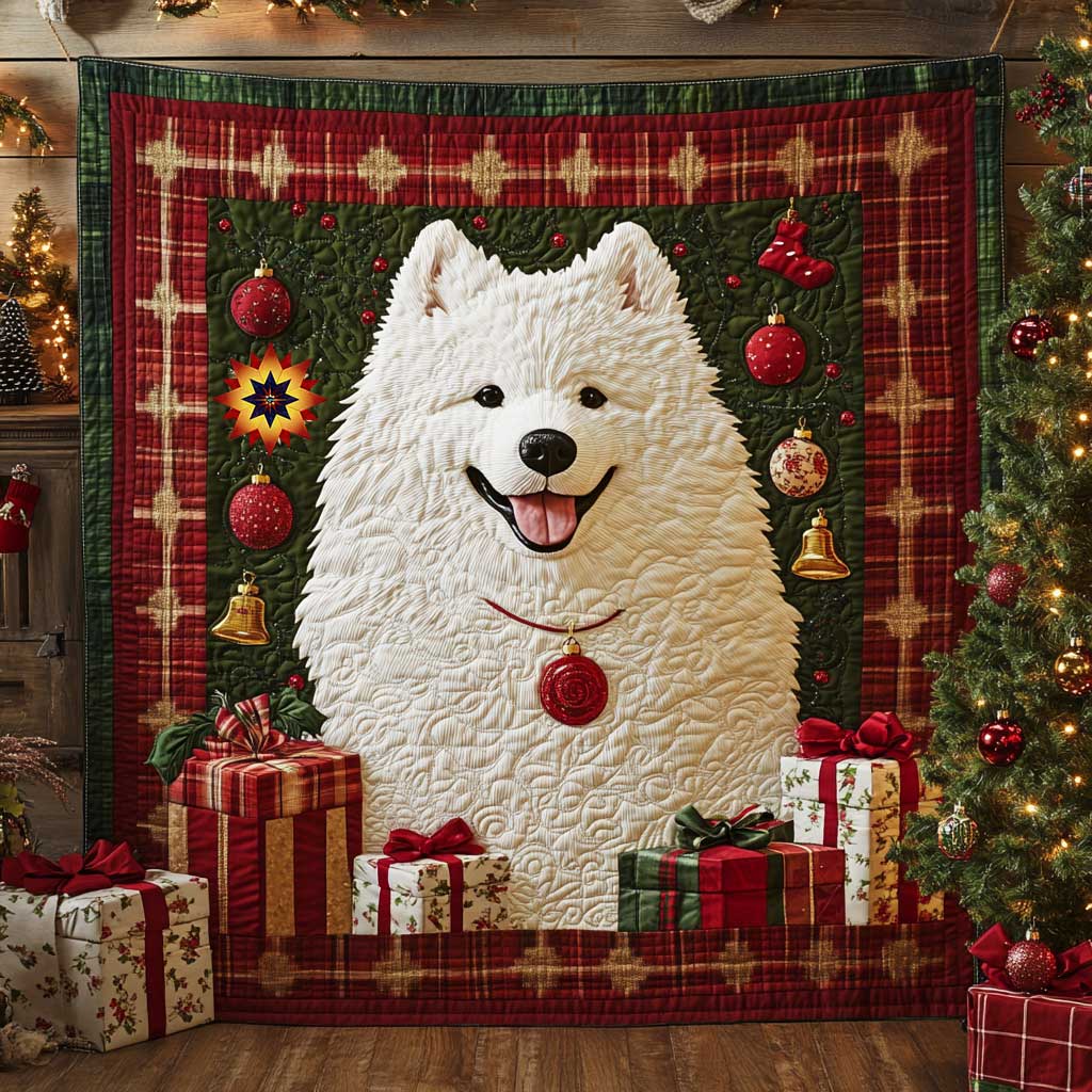 Samoyed Christmas Spirit WN0110037CL Quilt