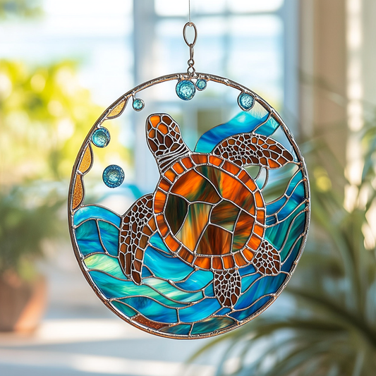 Turtle Journey WN0611092CL Stained Glass Suncatcher