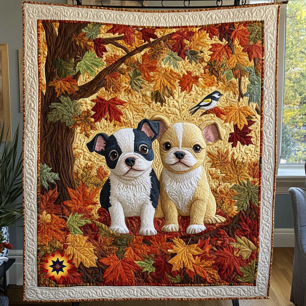 Bulldog Friends Autumn WP0412029CL Quilt