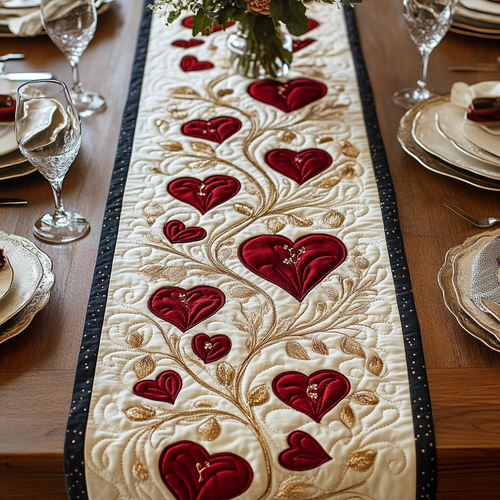 Heart Vine WG1501004CL Quilted Table Runner