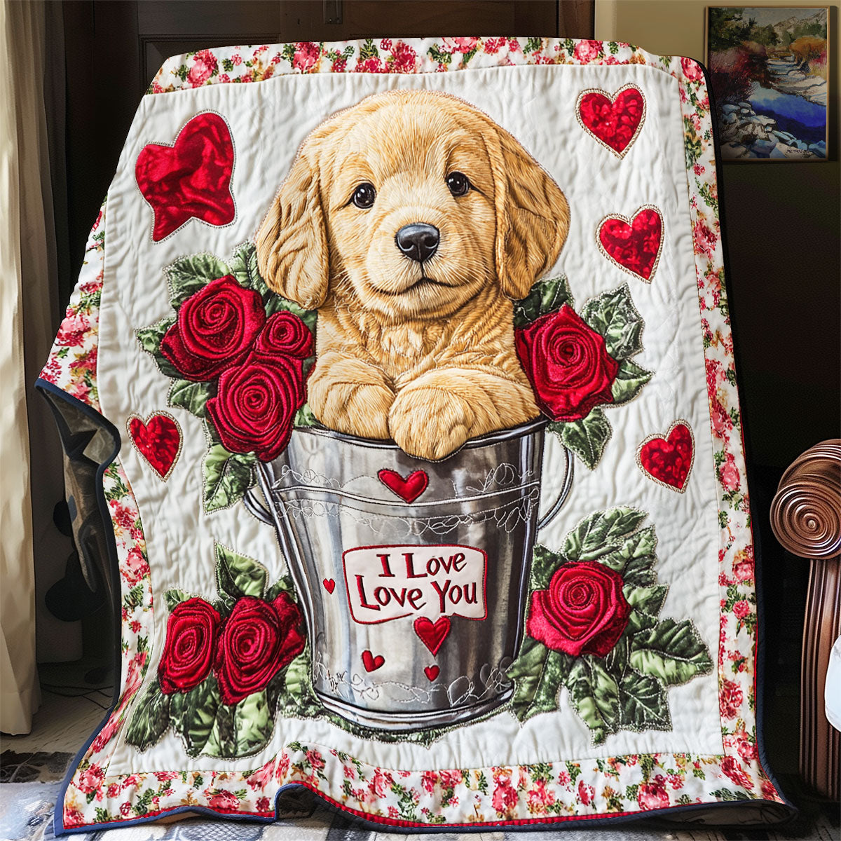 Adorable Golden Retriever WX2712001CL Quilt