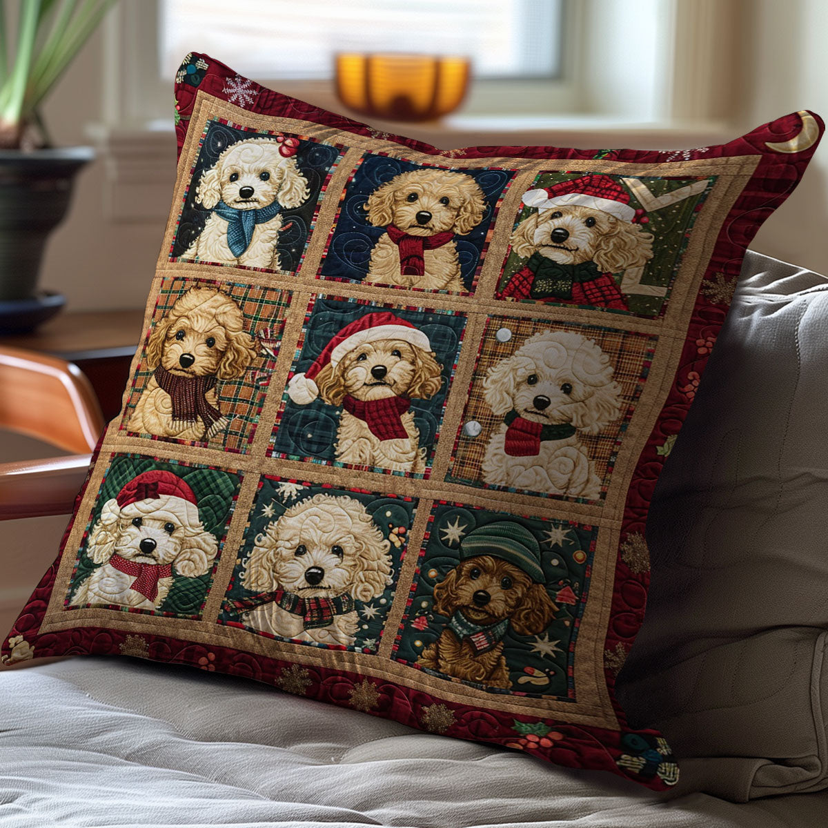 Christmas Poodle WJ1710032CL Quilt Pillow Case