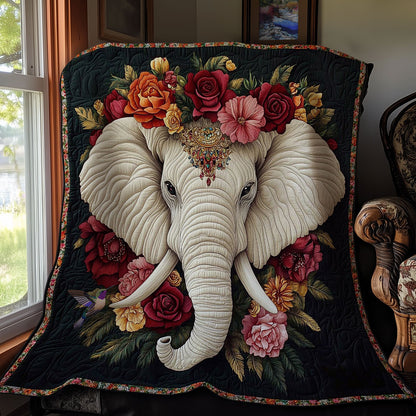 Flower White Elephant WY0512033CL Quilt