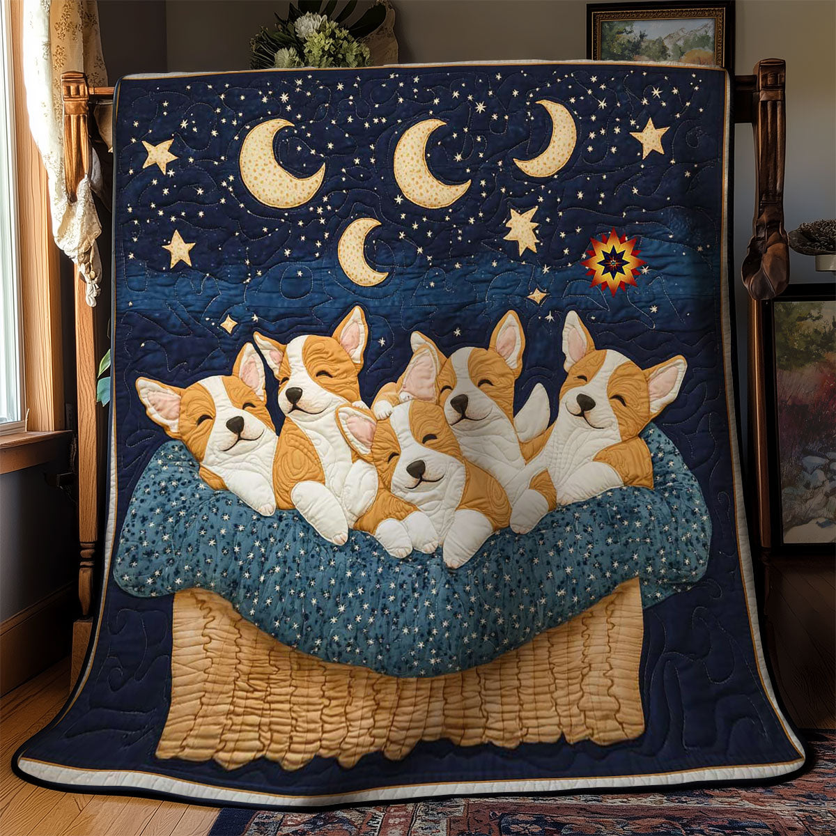 Corgi Cozy Night WN0811068CL Quilt