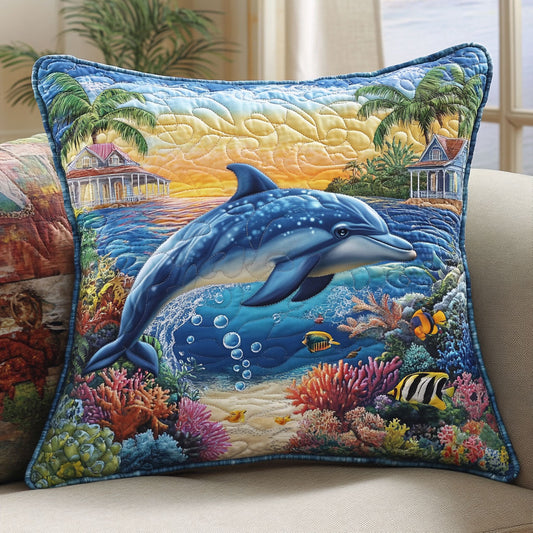 Playful Dolphin WT1403031CL Quilt Pillow Case