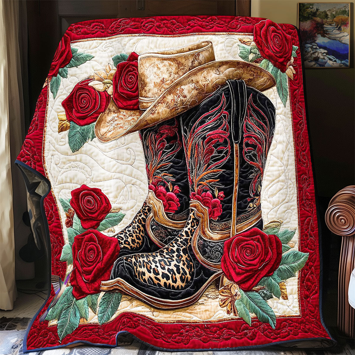 Cowboy Boots Rose WY0712017CL Quilt