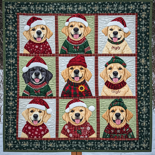 Golden Retrievers And Ugly Sweaters WG3009010CL Quilt