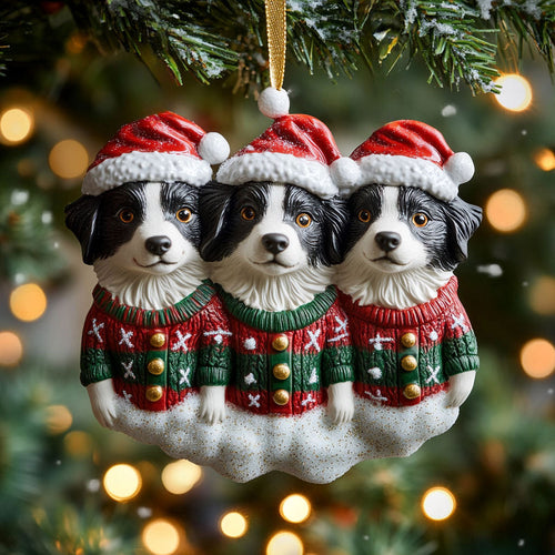 Snowy Border Collie WN1510086CL Christmas Ornament