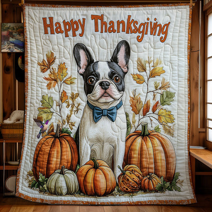 Bull Dog Thanksgiving WY2011042CL Quilt