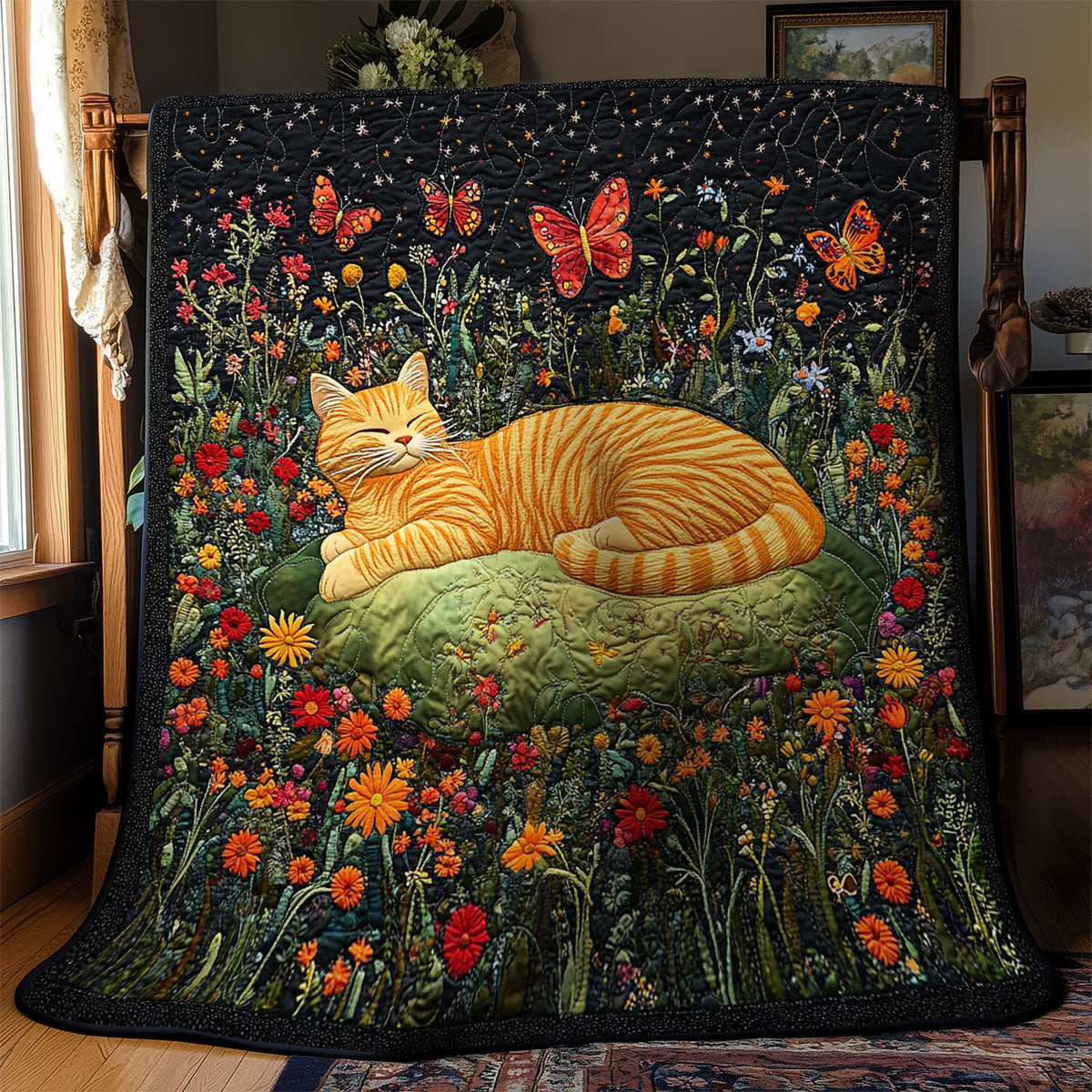 Cat Sleep In Garden WY1502028CL Quilt