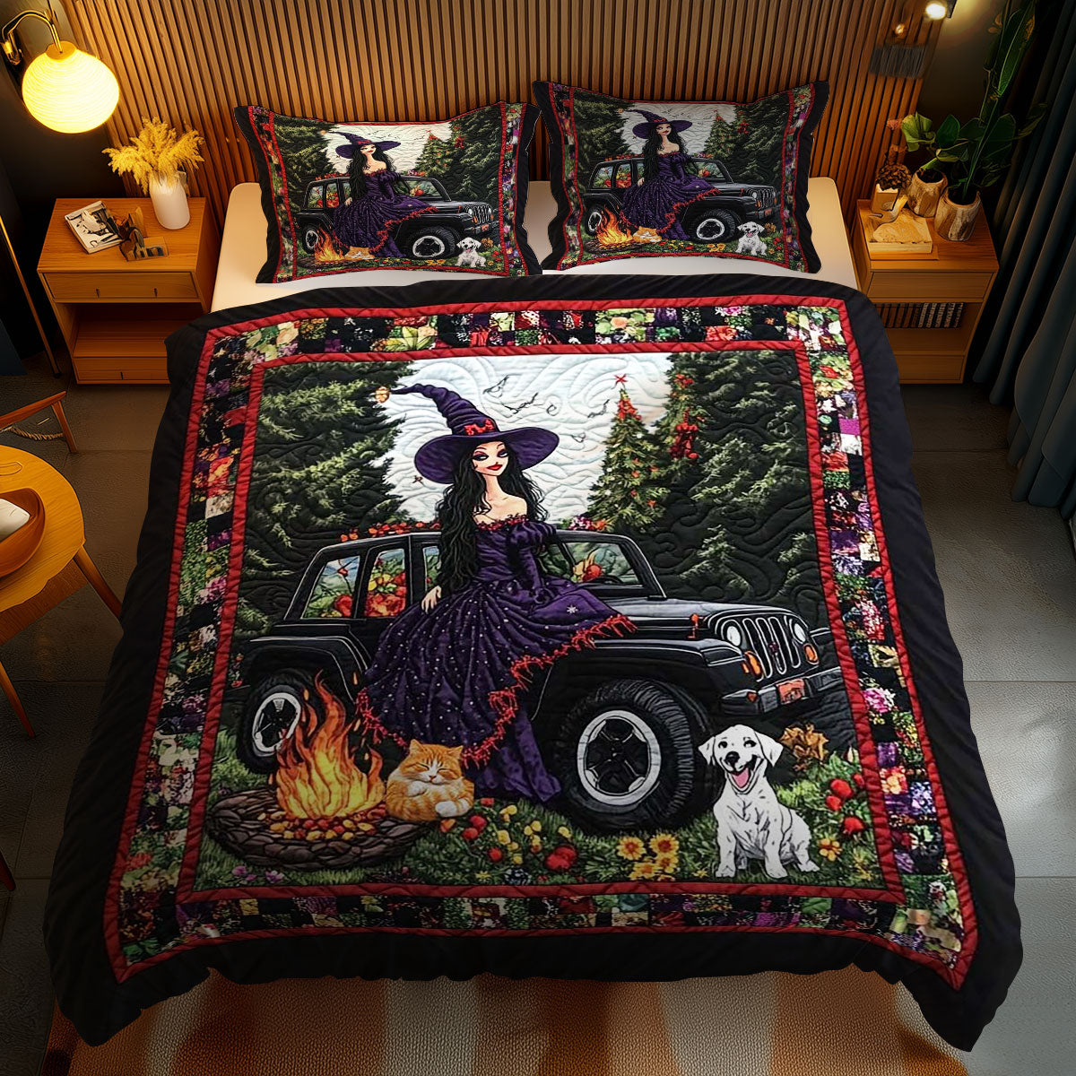 Witchy Travels With Dog WN1010174CL Duvet Cover Set