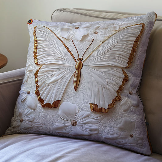 Gold White Butterfly WY0312125CL Quilt Pillow Case