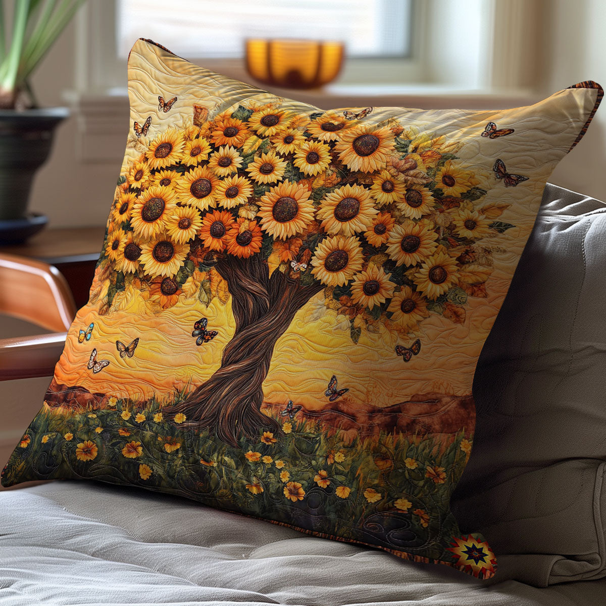 Sunflower Tree Of Life WY2212064CL Quilt Pillow Case