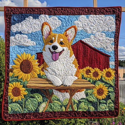 Corgi Sunflower Farm WP1709026CL Quilt