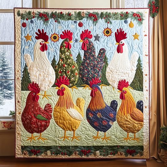 Merry Chickens Christmas WG09120015CL Quilt