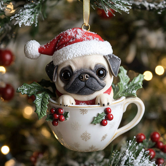 Snowy Pug CP1510098CL Christmas Ornament