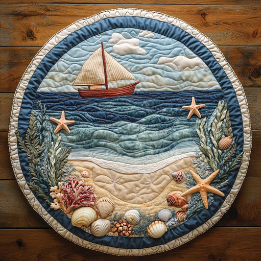 Seaside Serenity CP3004019CL Quilted Round Mat