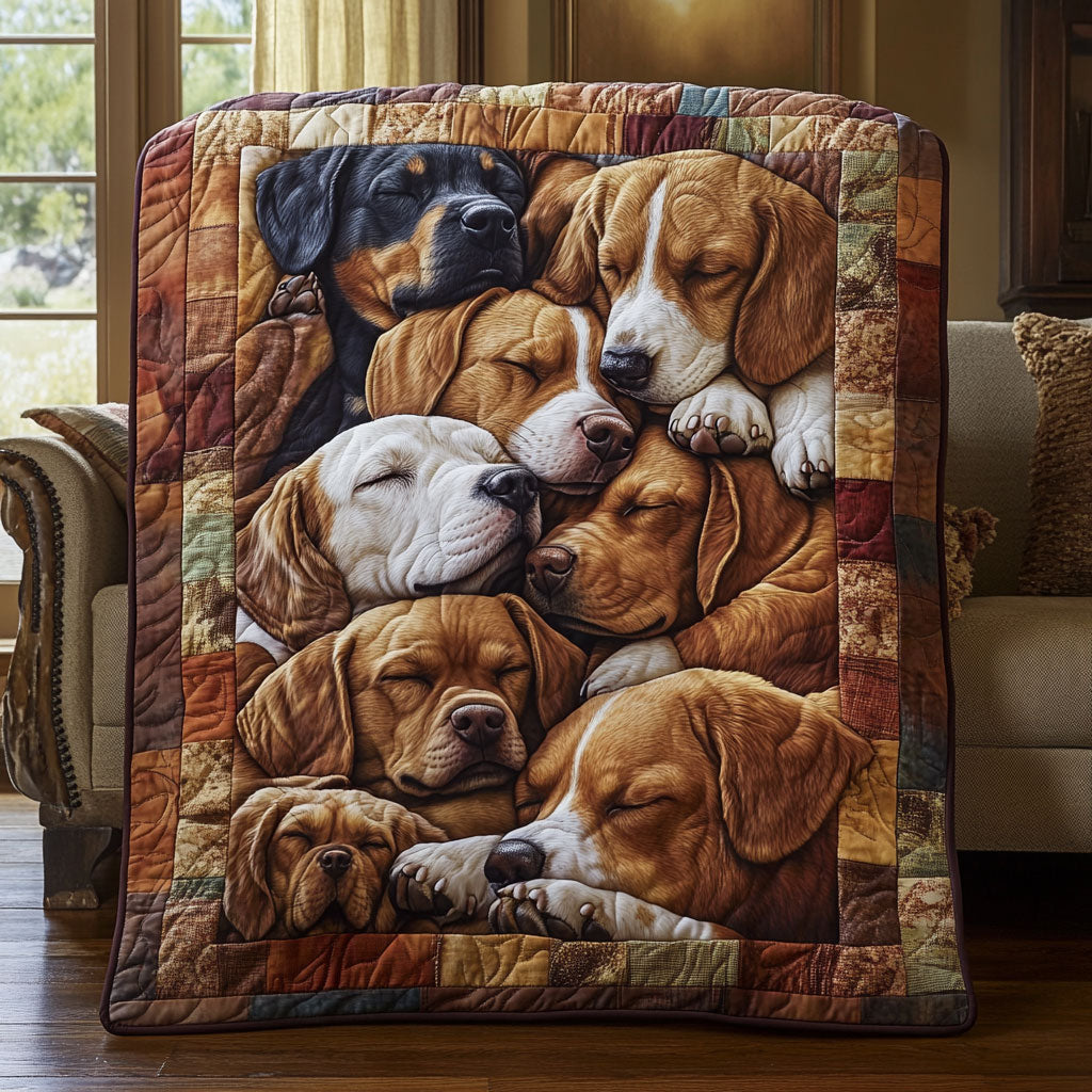 Bulldog Retriever Sleeping WT0810012CL Quilt