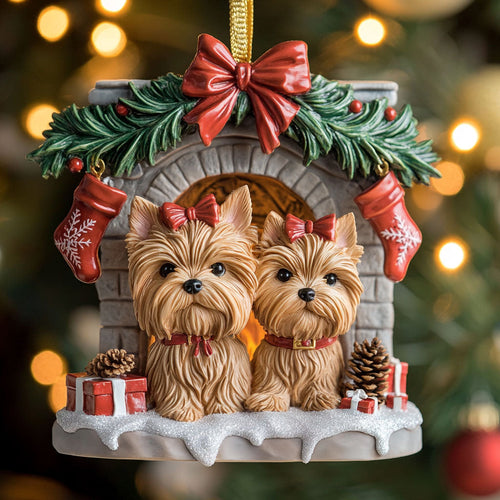 Yorkie Love CP1710059CL Christmas Ornament