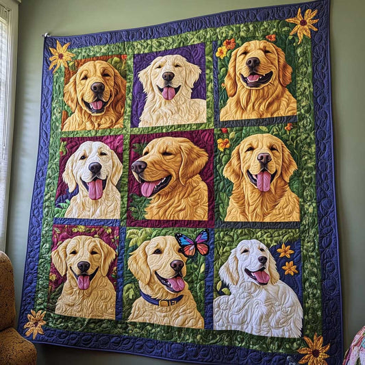 Playful Golden Retriever WP1309002CL Quilt