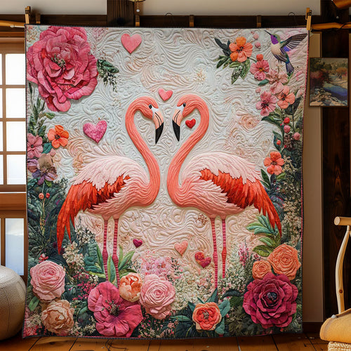 Hearts And Flamingos Valentine WN1112026CL Quilt