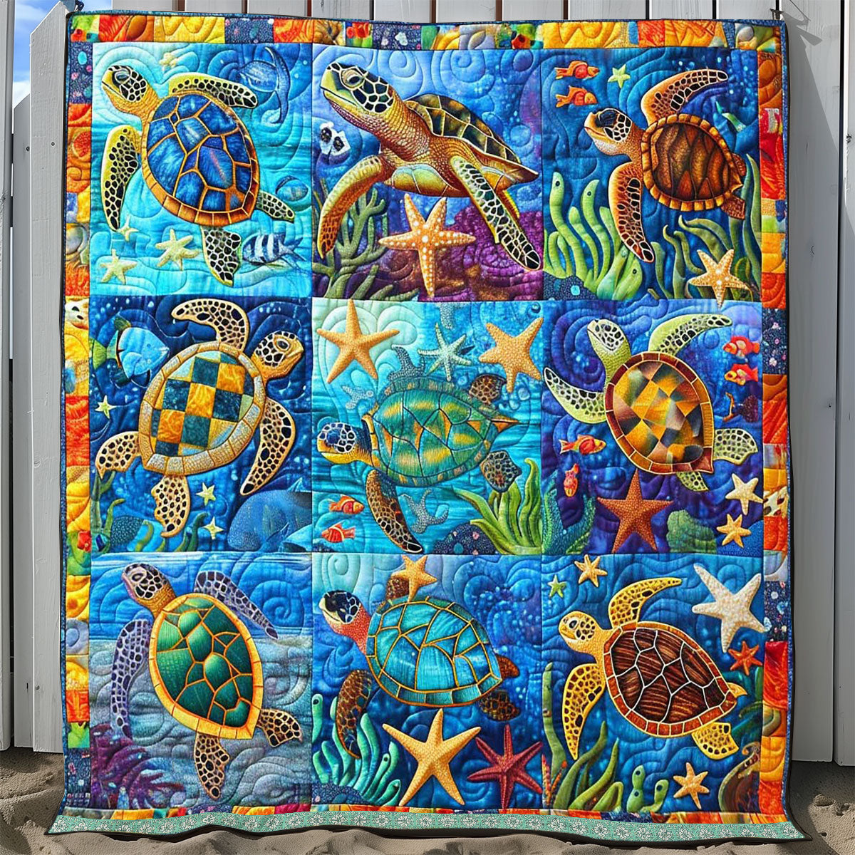 Vibrant Turtle Patchwork WP0509050CL Quilt