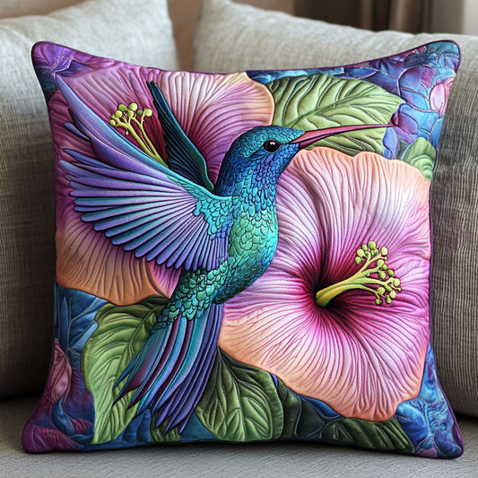 Hummingbird Blooming Hibiscus WT1104027CL Quilt Pillow Case