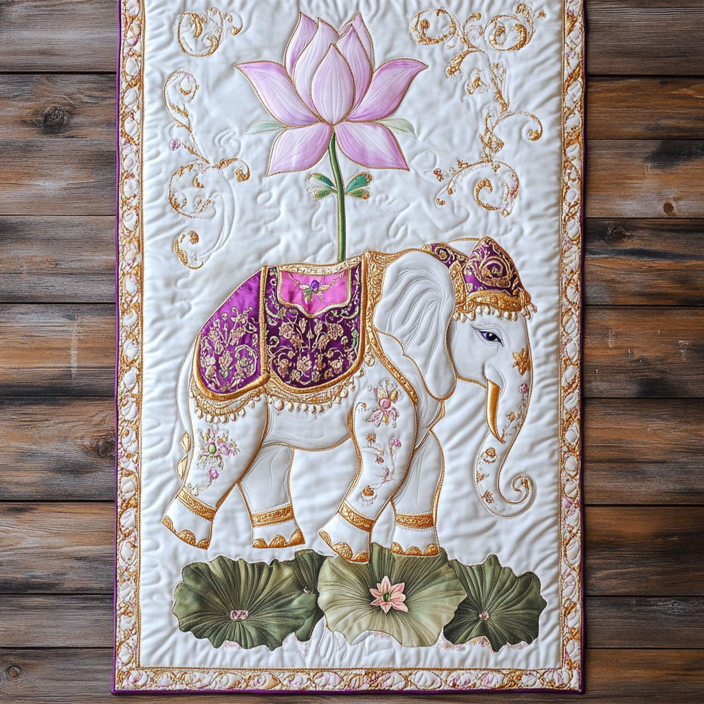 Lotus And Elephant WY2802088CL Quilted Table Runner
