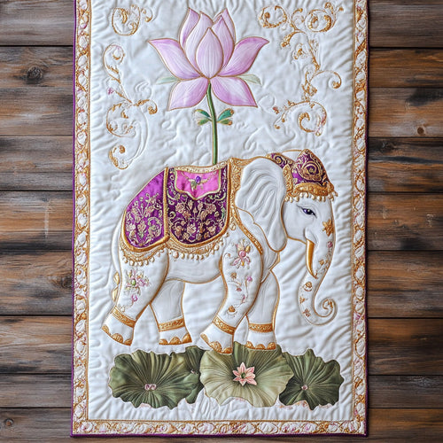 Lotus And Elephant WY2802088CL Quilted Table Runner