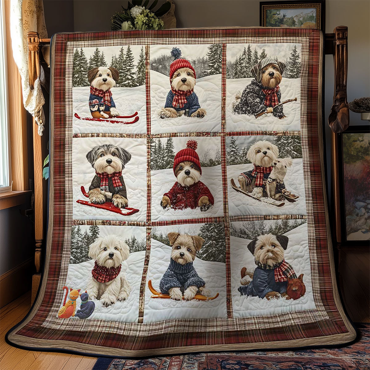 Mini Schnauzer Winter Play WN2811046CL Quilt