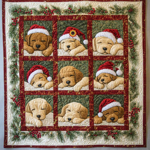 Christmas Golden Retriever Puppy WP0412036CL Quilt