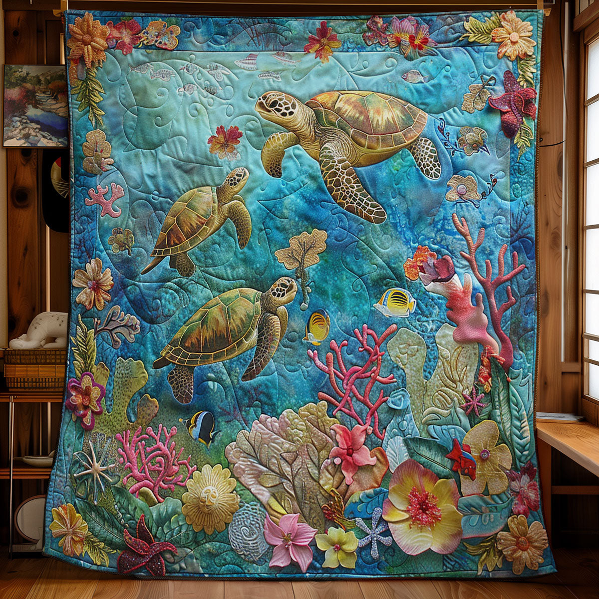 Turtle In Ocean WY0202078CL Quilt