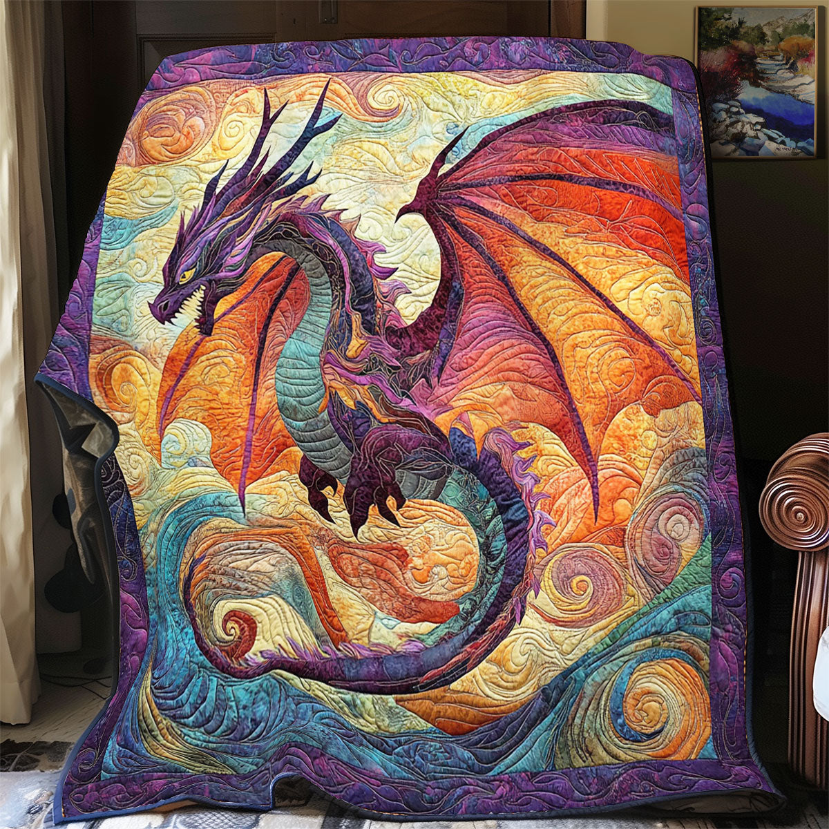 Mystic Dragon Abstract WY0602169CL Quilt