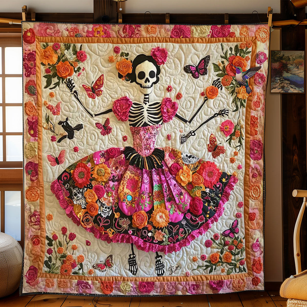 Day Of The Dead Floral Spirit WN2610026CL Quilt