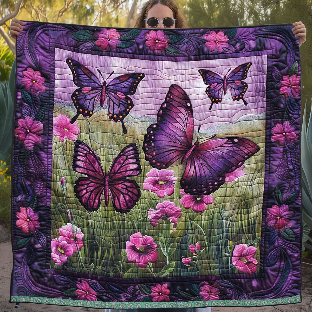 Purple Butterflies WJ2609012CL Quilt