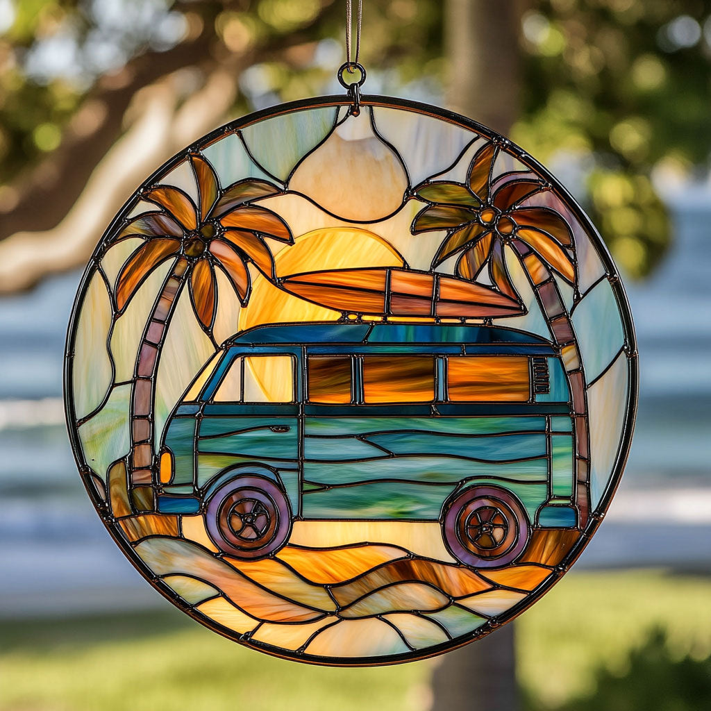 Camping Van In Beach WY2202111CL Suncatcher