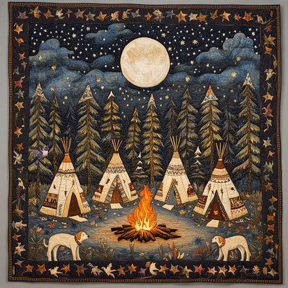 Night Native American Village WP1211019CL Quilt