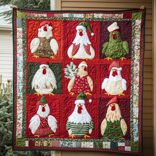 Christmas Chickens XR2709001CL Quilt