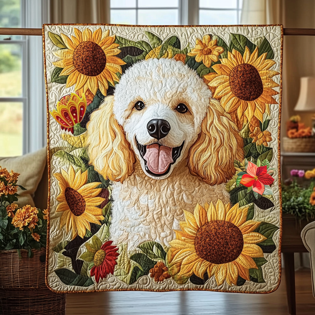 Cheerful Poodle Garden WG2112005CL Quilt