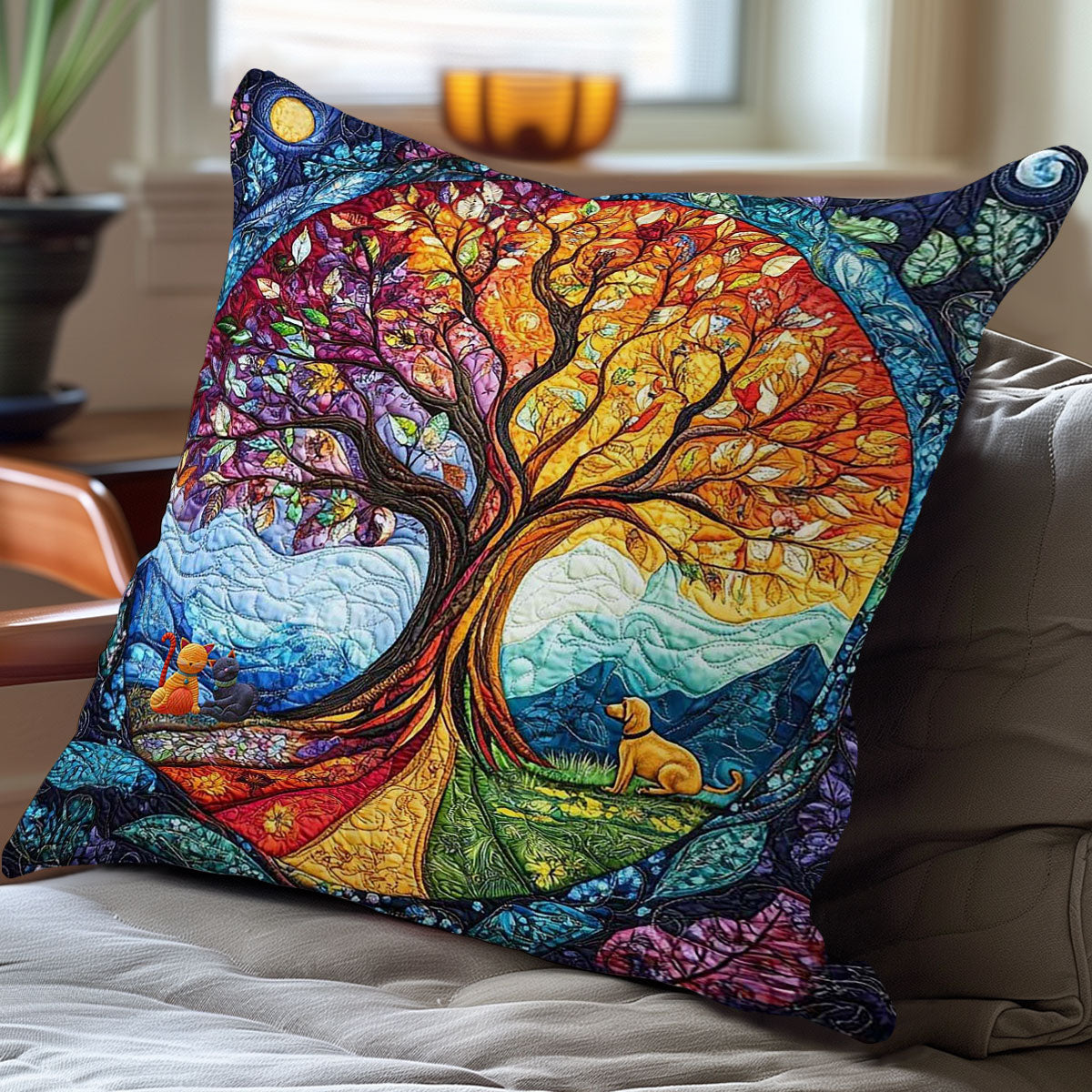 Tree Of Life And Dog’s Spirit WN3009118CL Quilt Pillow Case