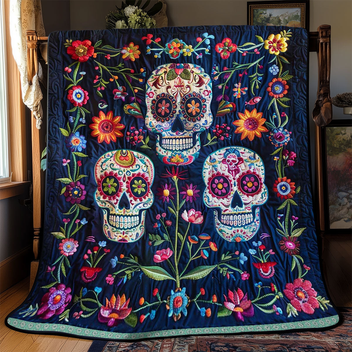 Calavera Sugar Skulls WJ1309028CL Quilt