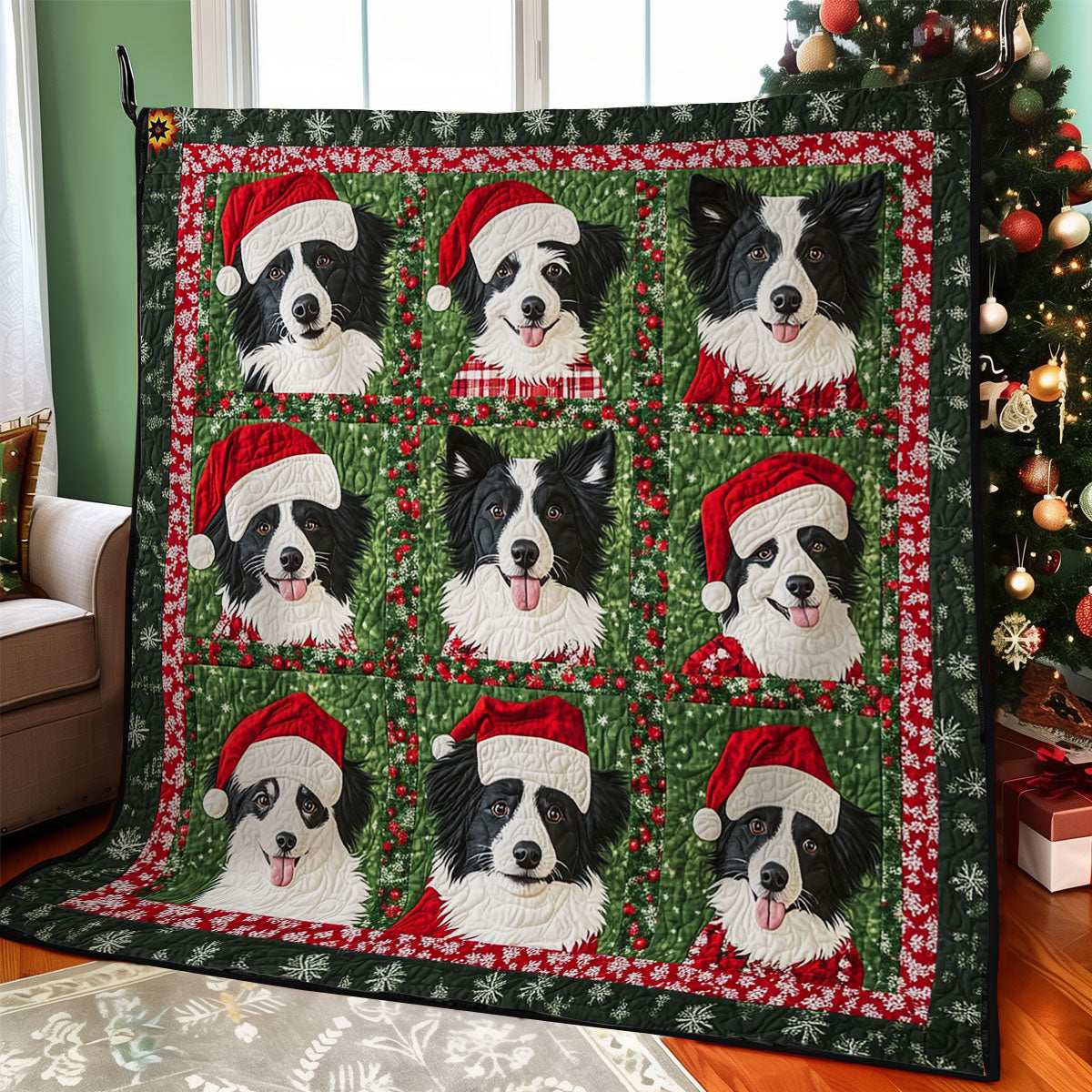 Santa Border Collie WY2311013CL  Quilt