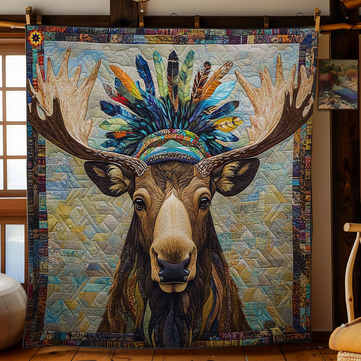 Native American Moose WY1411042CL Quilt