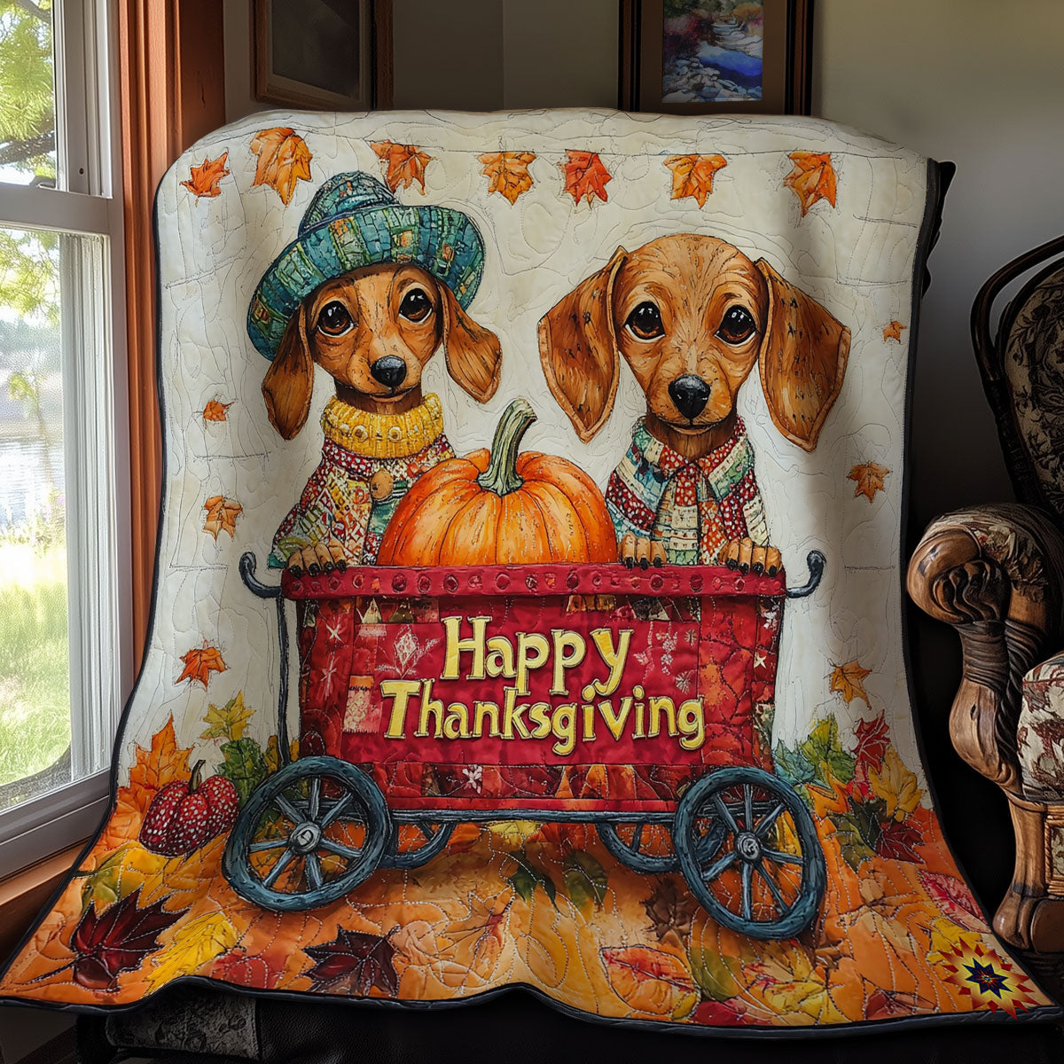 Dachshund Thanksgiving WY1911098CL Quilt
